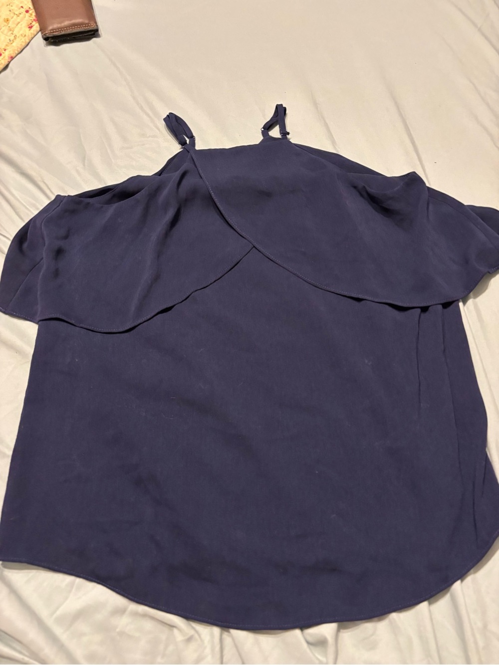 Naked Zebra Women’s Navy Off-Shoulder Ruffle Top Small